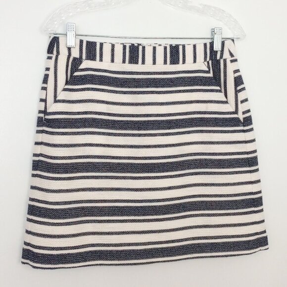 Banana Republic Navy & White Striped Boucle Mini Skirt - Picture 1 of 12
